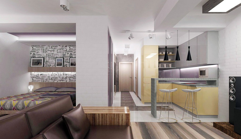 Дизайн квартиры-студии 30 кв.м. - лучшие решения для интерьера на фото от SALON