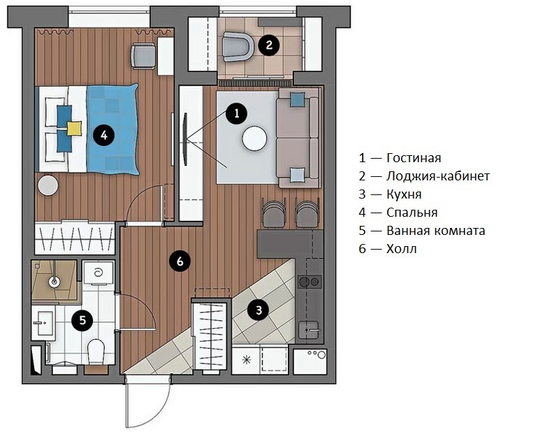 Школа дизайна: как на 29 квадратных метрах сделать двухкомнатную квартиру