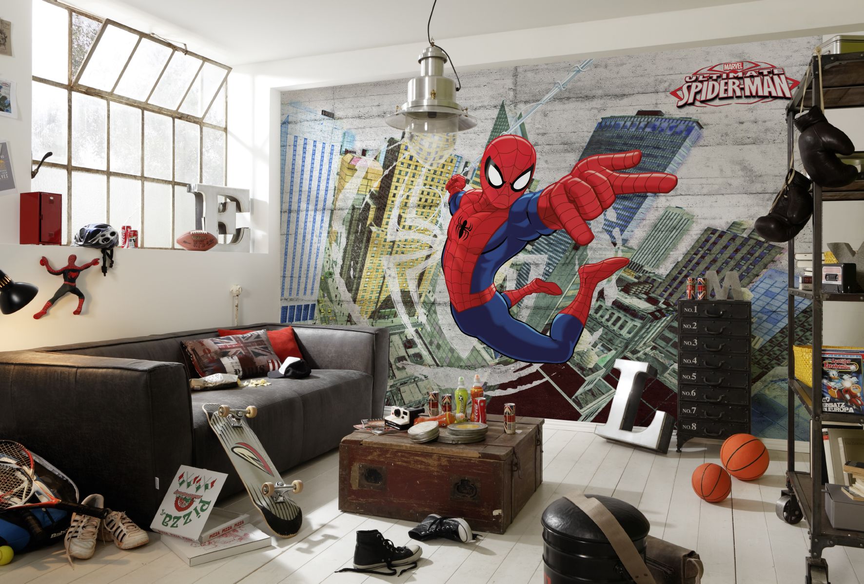 Комната марвел. Фотообои Komar "человек-паук". Фотообои в комнату подростка. Комната в стиле человека паука. Комната в стиле Марвел для мальчика.
