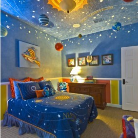 Интерьер детской комнаты в космической тематике