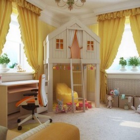 Желтые шторы в детской комнате
