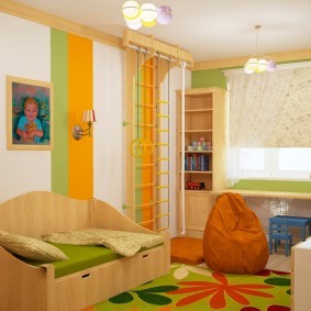 Дизайн детской комнаты с оранжевыми акцентами