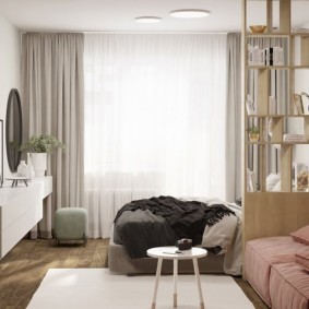 Дизайн спальни-гостиной в светлых тонах