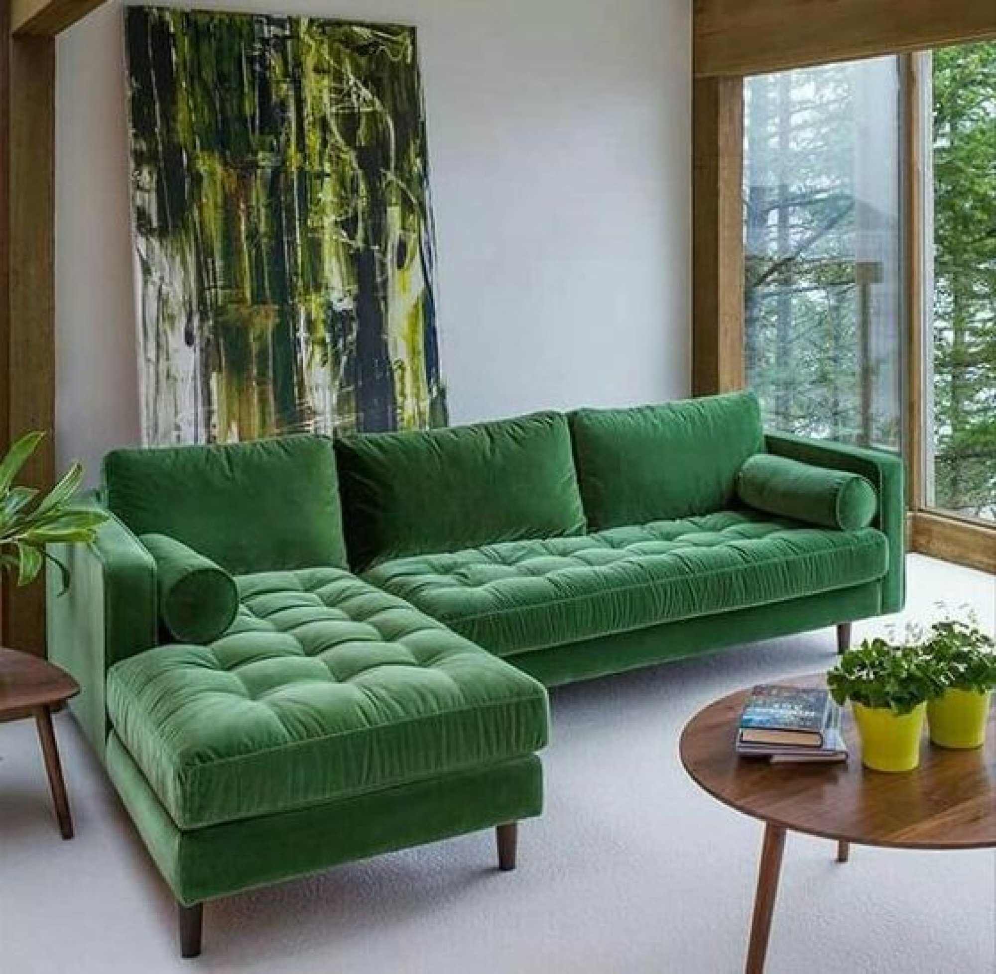 Зеленый диван в интерьере фото