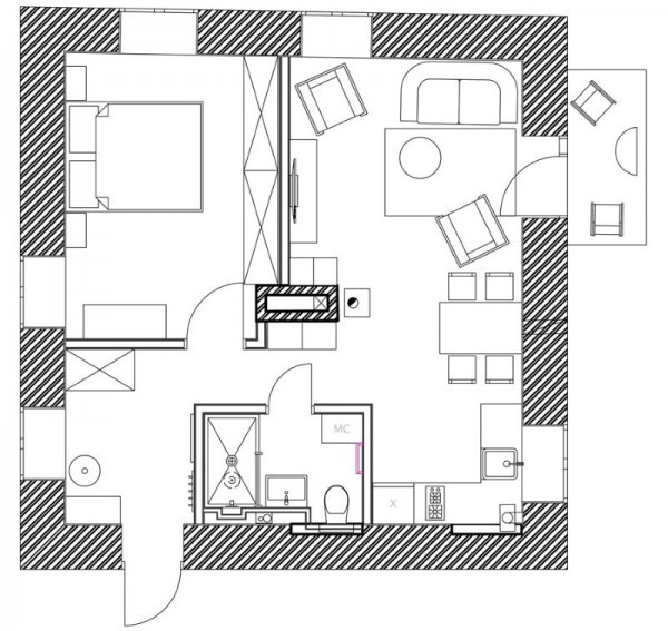 Планировка зонирование комнаты 19 кв м