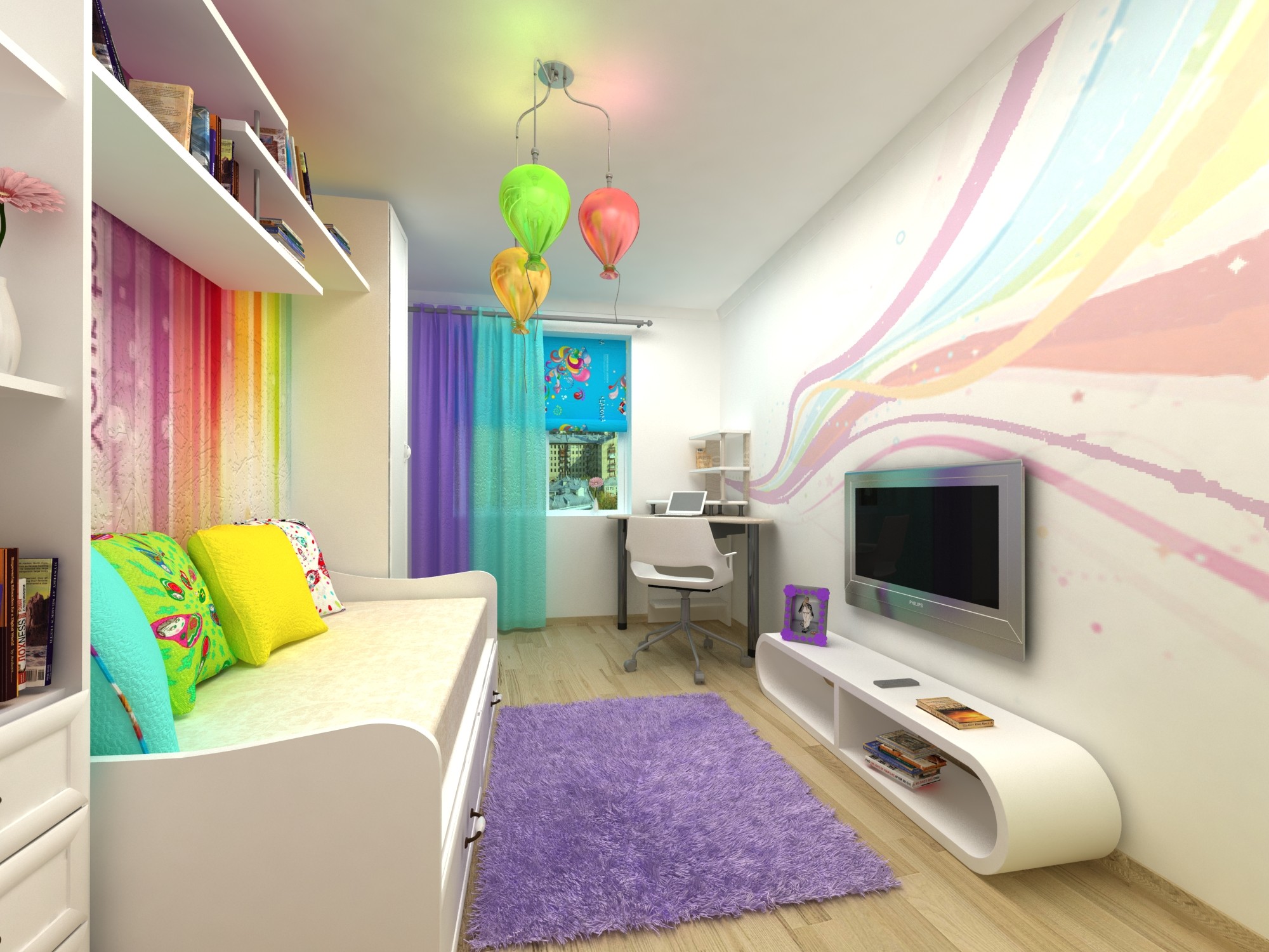 дизайн детской комнаты 10 кв м девочке