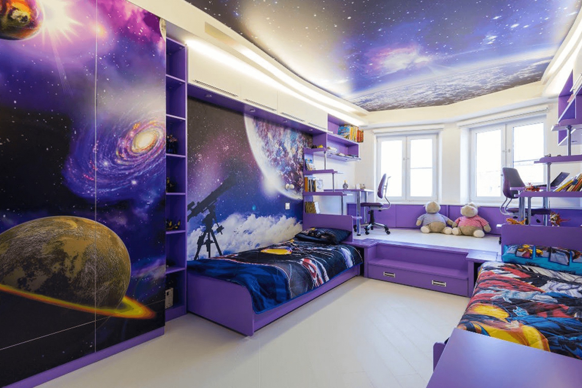 Обои космос в комнату: отделка детской спальни и других вариантов, фото  дизайна