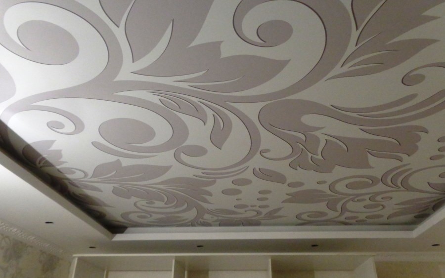 Тканевое полотно натяжного потолка с рисунком