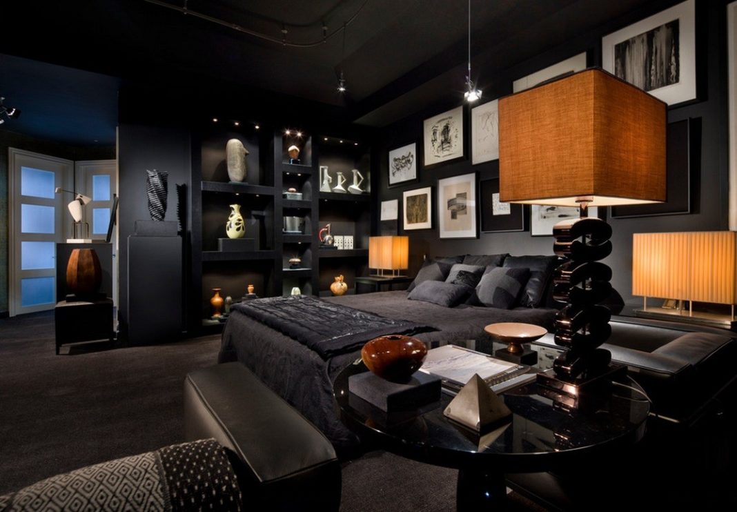 чёрная спальня фото дизайна