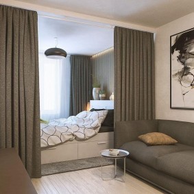 гостиная и спальня в одной комнате фото дизайн