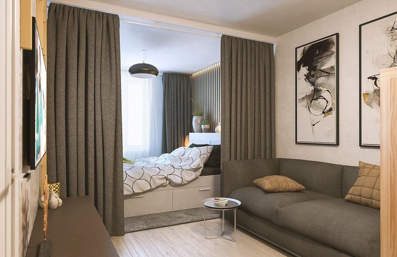 Как можно отделить спальное место в однокомнатной квартире?