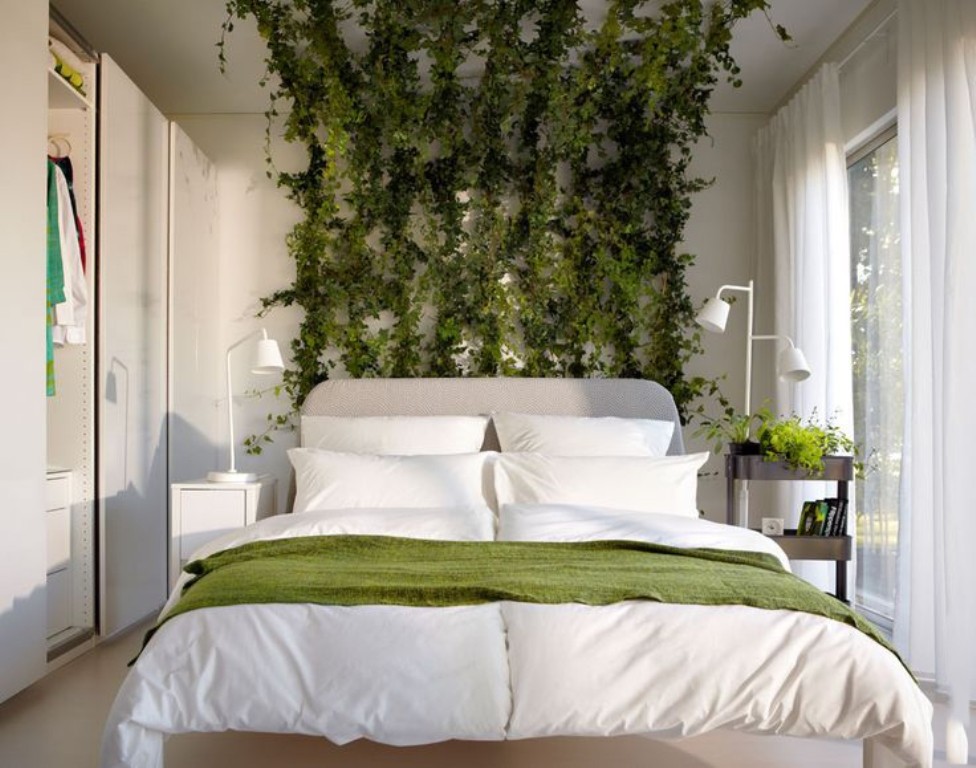 спальня с растениями