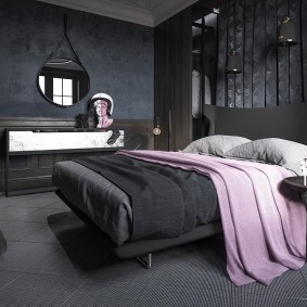 спальня чёрного цвета декор