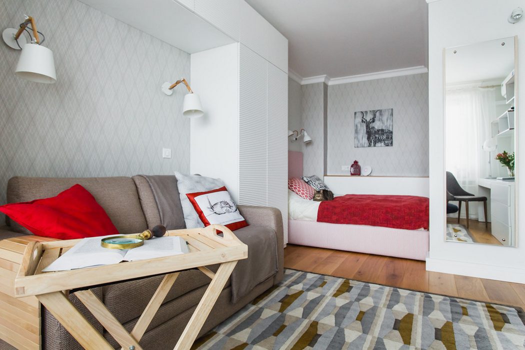 Кровать и диван в одной комнате: правильная расстановка, планировка, фотоинтерьера