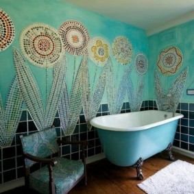 Мозаичная отделка ванной комнаты