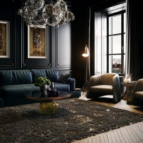 Темная мебель в гостиной дизайн