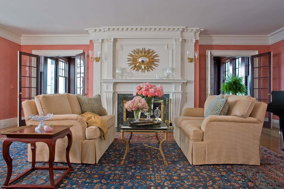 коричневый диван в гостиной дизайн