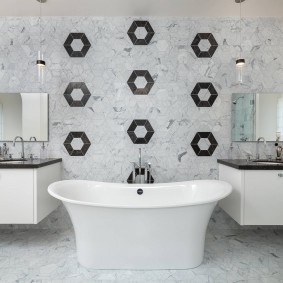 Дизайн ванной комнаты с двумя умывальниками