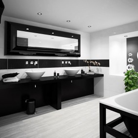 Черная мебель для ванной в стиле хай-тек