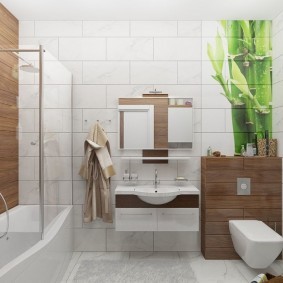 Деревянные панели в интерьере ванной