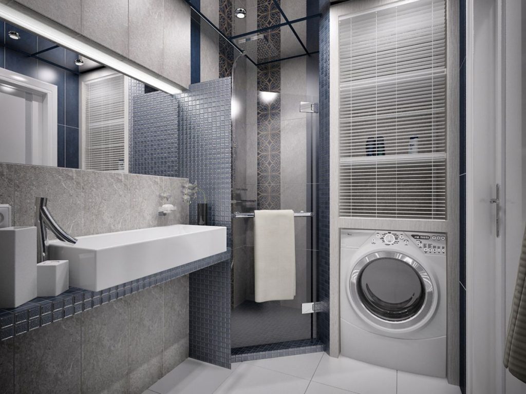 Дизайн современной ванной комнаты в стиле хай-тек