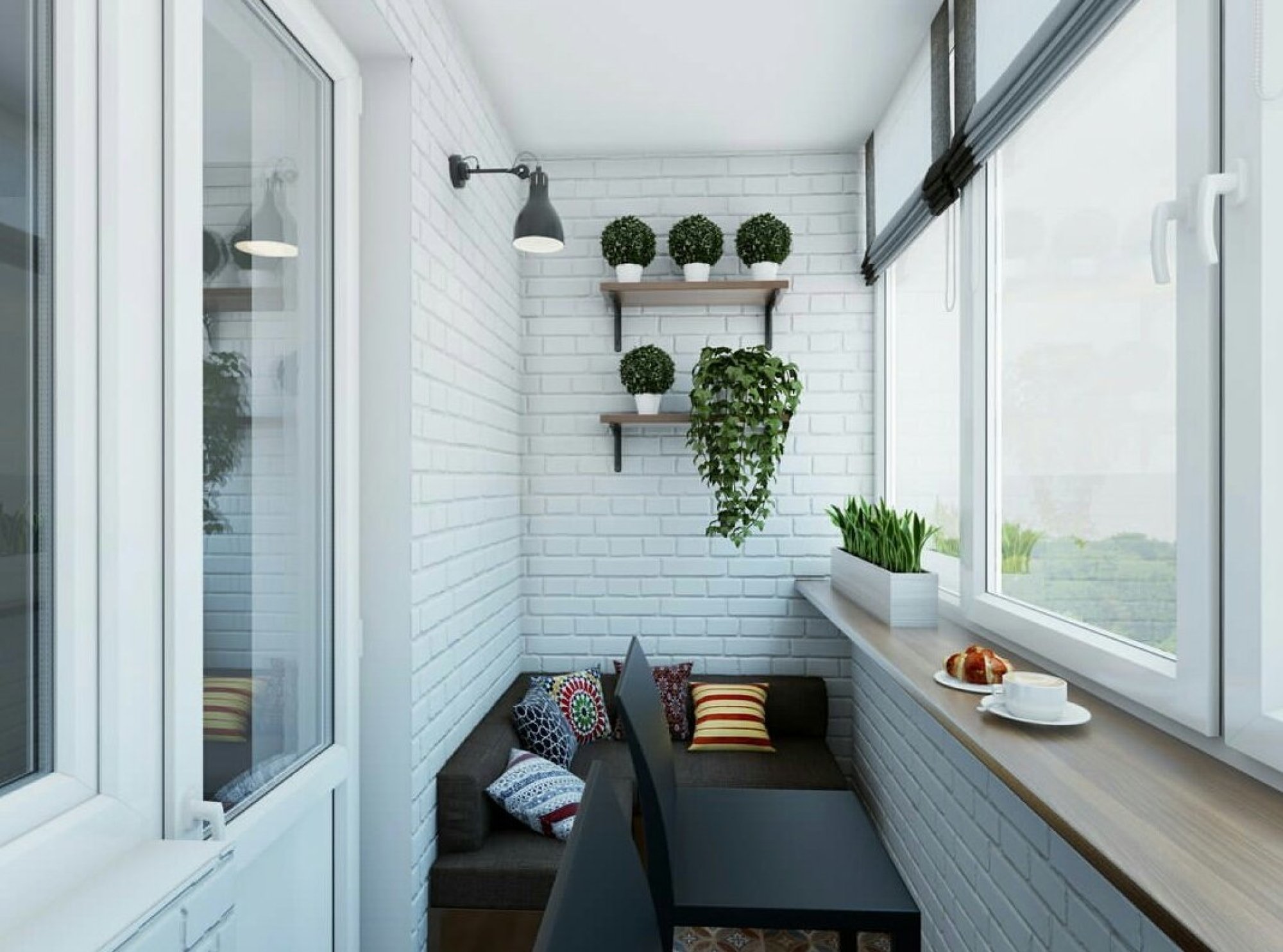 Интерьер однокомнатной квартиры с балконом