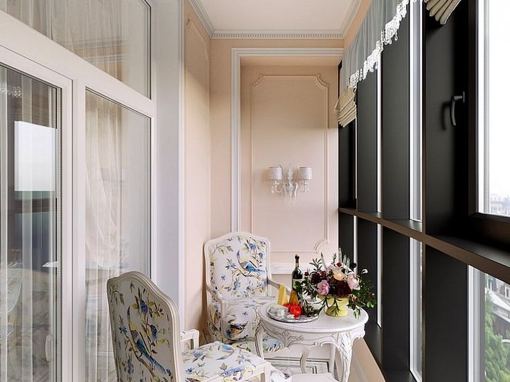 Оформление интерьера маленького балкона в стиле классики