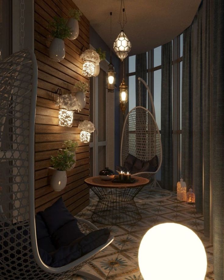 Красивые светильники на балконе в квартире