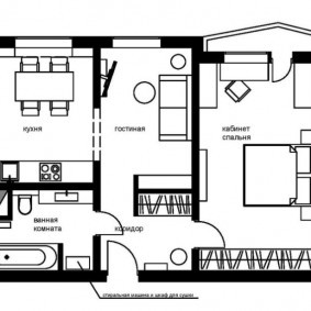 Схема перепланировки двухкомнатной квартиры в панельке