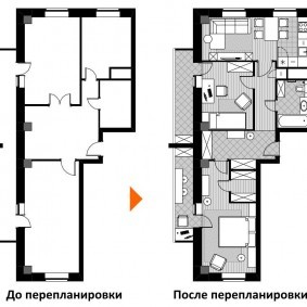 Схема двухкомнатной квартиры до и после перепланировки