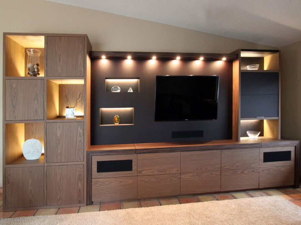 Мебель стенка в гостиную в современном стиле фото с телевизором