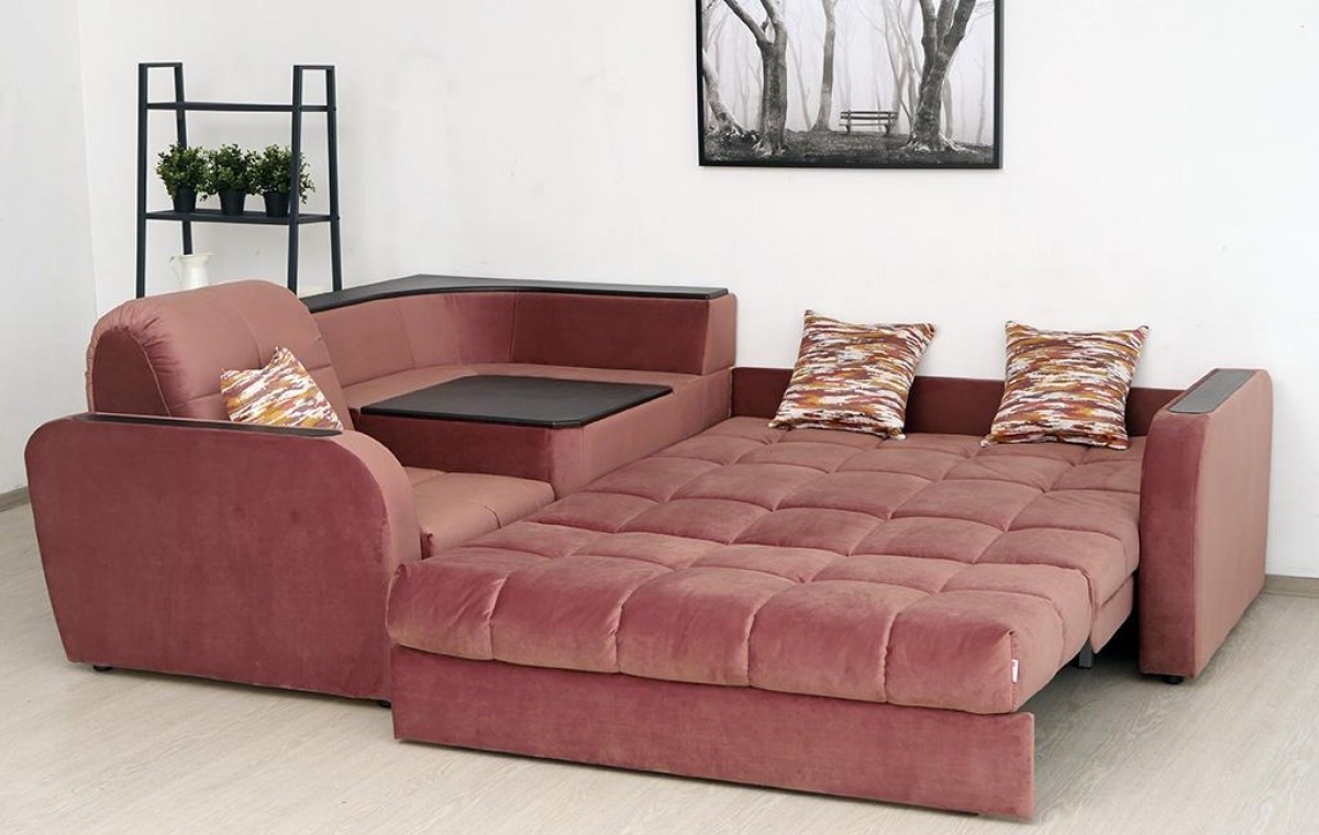 Угловой диван компактный со спальным местом в гостиную